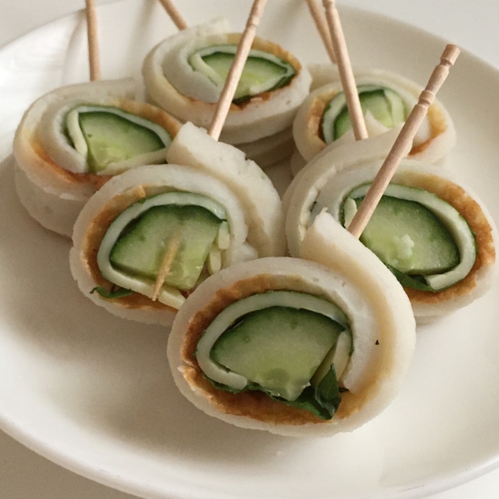 大葉とチーズがマッチ!ちくわのきゅうり巻き